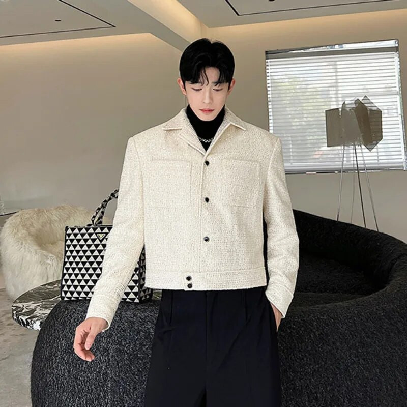 Ανδρικό κοντό σακάκι NOYMEI Temperament All-match Sqeuins φθινόπωρο Χειμώνας 2024 Νέο μοντέρνο κορεάτικο κοστούμι με μαύρο πέτο σακάκι WA2626