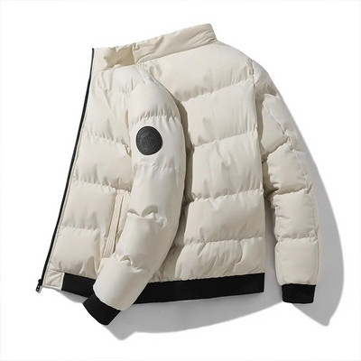 Vyriška medvilninė striukė žiemos striukė 2023 metų naujos tendencijos trumpo stiliaus pastorinta pūkinė striukė