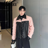 NOYMEI 2024 Jesen korejski strukturalni dizajn PU kožna kratka jakna na rever, moderan univerzalni šik temperamentni muški kaput WA2993