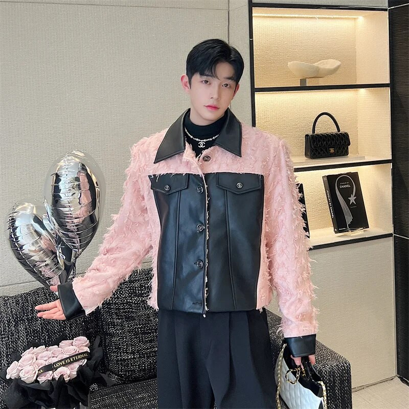 NOYMEI 2024 Φθινοπωρινό Κορεατικό Δομικό Σχέδιο PU Δερμάτινο κοντό σακάκι πέτο Μοντέρνο all-match Chic Temperament Ανδρικό παλτό WA2993