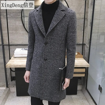 XingDeng Ανδρικά μακριά casual τοπ παλτό Ανδρικό χοντρό μαλλί Trench μόδας ζεστό παλτό γιακά πέτο Ανοιξιάτικο φθινοπωρινό πανωφόρι Plus Size 5XL