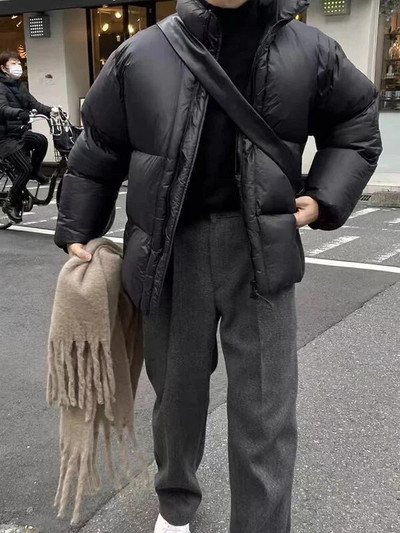 Ανδρικό χειμωνιάτικο μπουφάν Ζεστή μόδα Υπερμεγέθη Παχύ πουπουλένιο μπουφάν Ανδρικά ρούχα Streetwear Κορεατικά φαρδιά χοντρά κοντό παλτό Ανδρικά Parker