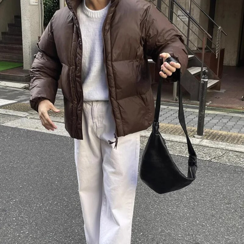 Ανδρικό χειμωνιάτικο μπουφάν Ζεστή μόδα Υπερμεγέθη Παχύ πουπουλένιο μπουφάν Ανδρικά ρούχα Streetwear Κορεατικά φαρδιά χοντρά κοντό παλτό Ανδρικά Parker