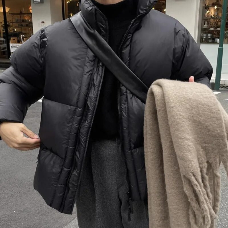 Ανδρικό χειμωνιάτικο μπουφάν Ζεστή μόδα Υπερμεγέθη Παχύ πουπουλένιο μπουφάν Ανδρικά ρούχα Streetwear Κορεατικά φαρδιά χοντρά κοντό παλτό Ανδρικά Parker