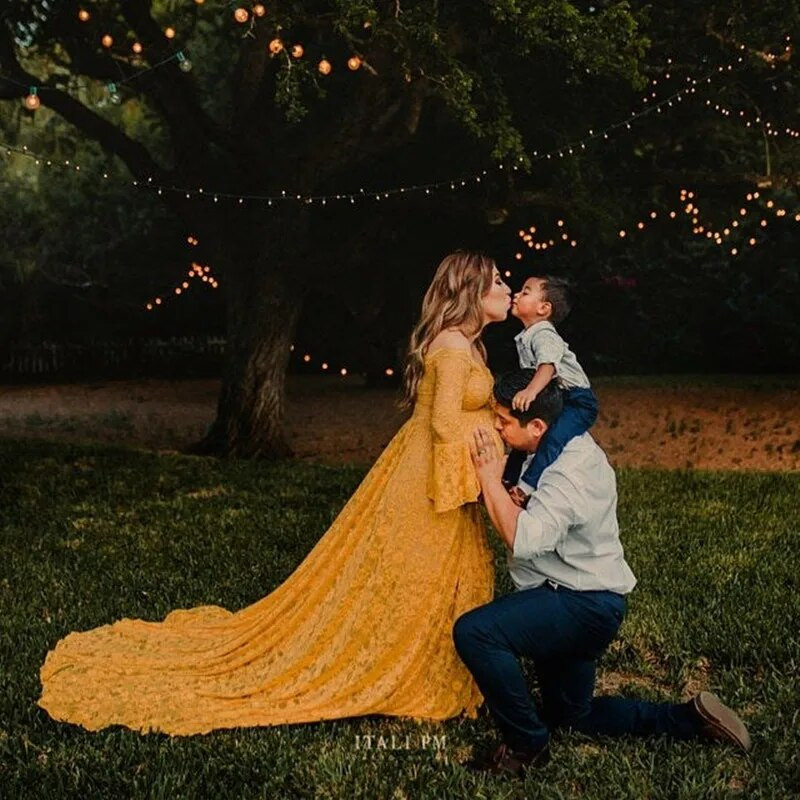 Garās astes mežģīņu kleitas grūtniecēm fotosesijai Baby Shower kleita grūtniecēm kleita halāts Grossesse šaušanas foto