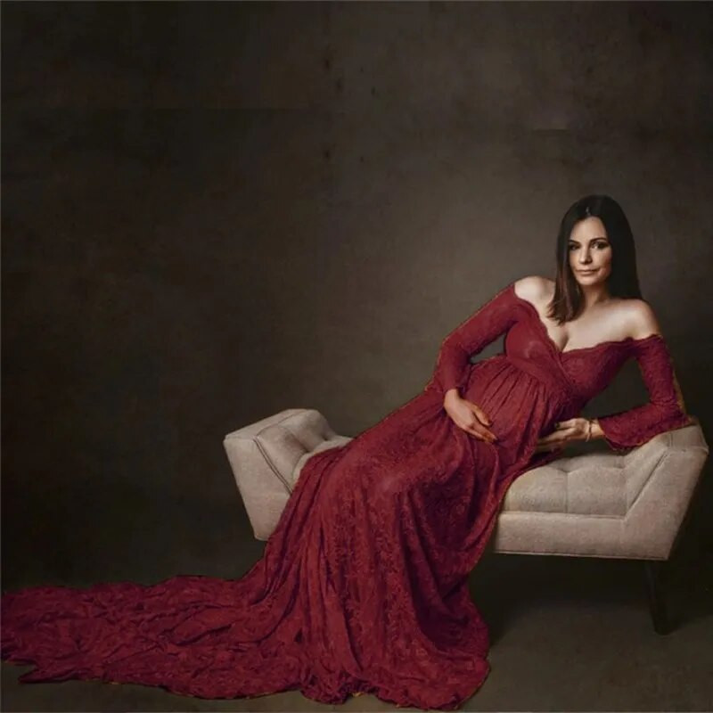 Garās astes mežģīņu kleitas grūtniecēm fotosesijai Baby Shower kleita grūtniecēm kleita halāts Grossesse šaušanas foto