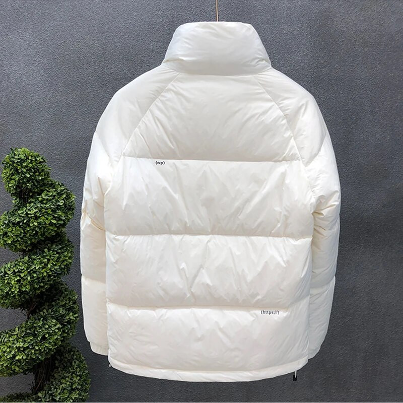 Žiemos nauja vyriška negabaritinė šilta balta pūkinė striukė Streetwear madinga apykaklė Šviesi balta ančių pūkinė striukė vyriška oranžinė juoda