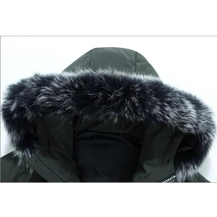 Ανδρικό μπουφάν Winter White Duck Down Thicken Warm Puffer ανδρικό παλτό casual με κουκούλα γιακά από γούνα Ανδρικό αντιανεμικό μεσαίου μήκους