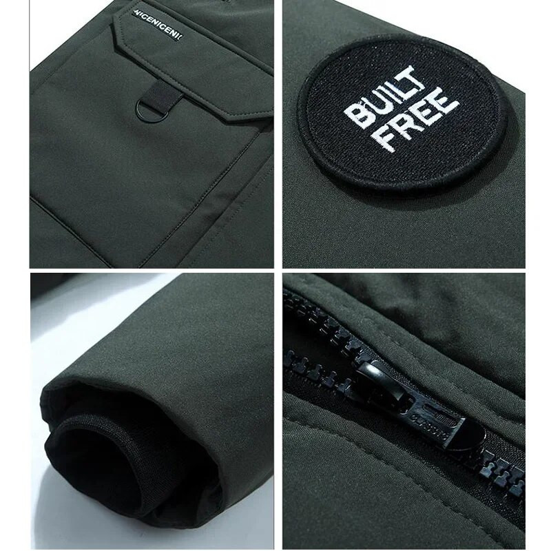 Ανδρικό μπουφάν Winter White Duck Down Thicken Warm Puffer ανδρικό παλτό casual με κουκούλα γιακά από γούνα Ανδρικό αντιανεμικό μεσαίου μήκους