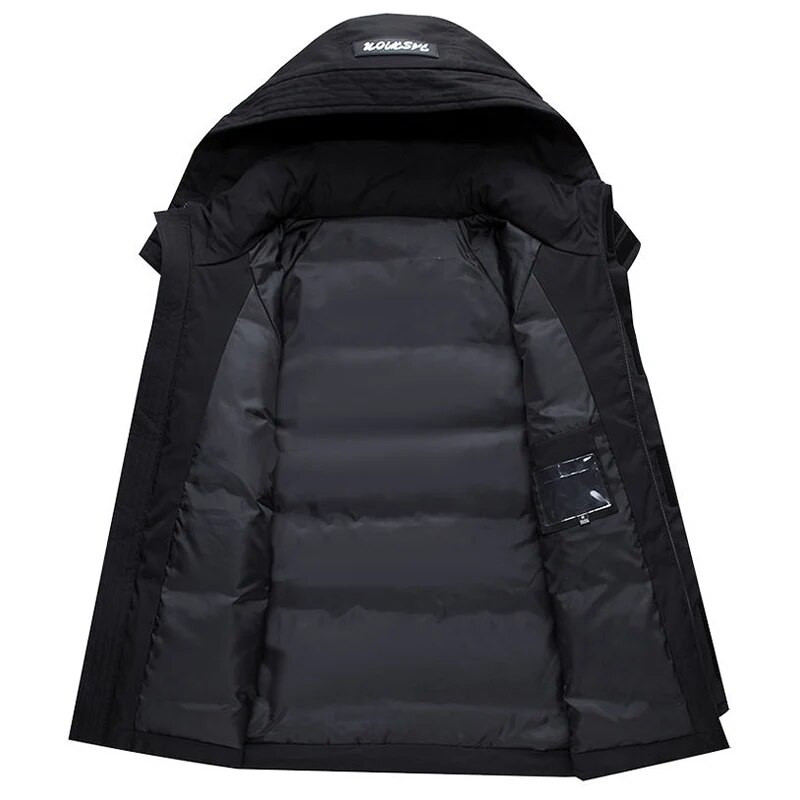 Ανδρικό κρύο παλτό για χειμωνιάτικο ζεστό λευκό πάπια με κουκούλα Ανδρικά μπουφάν μεσαίου μήκους με κουκούλα Parka Winter Man