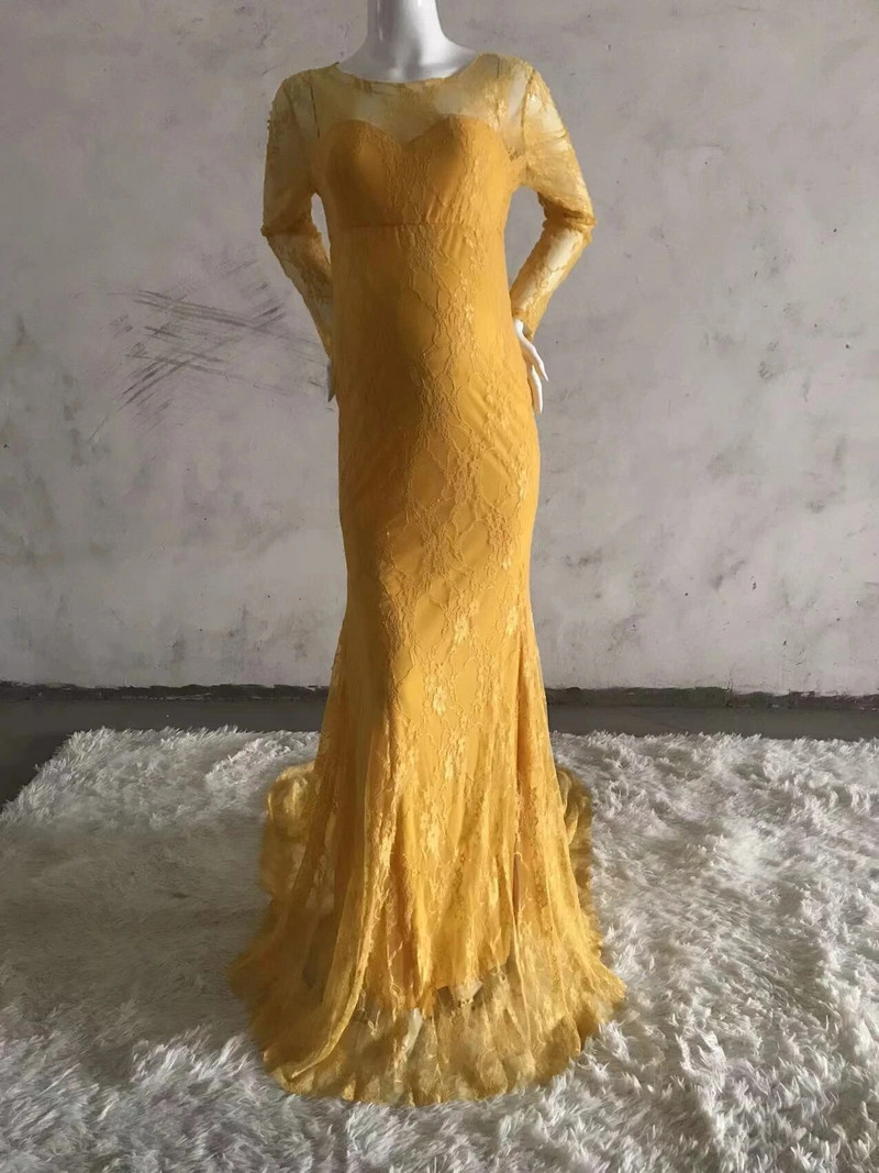 Δαντελένια σέξι φορέματα φωτογραφίας εγκυμοσύνης Φόρεμα με λαιμόκοψη με βάρκα και φόρεμα με μακρύ τρένο γυναικεία μάξι φόρεμα εγκυμοσύνης φωτογραφικά στηρίγματα