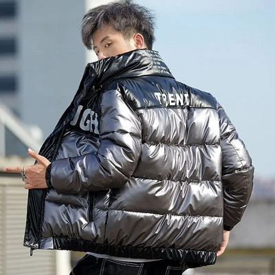 Χειμερινά ανδρικά φωτεινά δερμάτινα θερμικά βαμβακερά ρούχα μοντέρνα μάρκα αναψυχής σπουδαστές μοντέρνα και παχύρρευστα βαμβακερά παλτό νεανικά wi