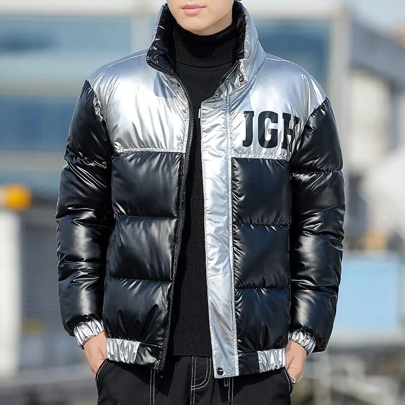 Χειμερινά ανδρικά φωτεινά δερμάτινα θερμικά βαμβακερά ρούχα μοντέρνα μάρκα αναψυχής σπουδαστές μοντέρνα και παχύρρευστα βαμβακερά παλτό νεανικά wi