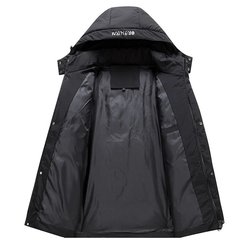 Jaunums vīriešu dūnu mēteļos. Liela zīmola pusmūža un vecu vīriešu aukstais mētelis ziemai Fallow Luksusa zosu dūnu mētelis Long Man Snow