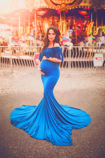 Γοργόνα Φορέματα εγκυμοσύνης για φωτογράφιση έγκυων γυναικών Φόρεμα εγκυμοσύνης Σέξι μάξι φόρεμα εγκυμοσύνης