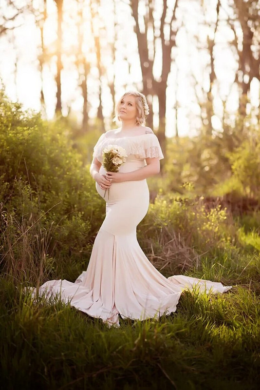 Undinėlės nėščių suknelės, skirtos fotosesijai nėščioms moterims Nėščioms moterims skirtos suknelės fotografavimui Seksualus nuo pečių maksimalus nėščių suknelės