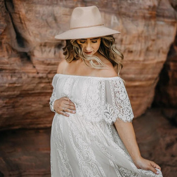 2023 καλοκαιρινά φορέματα με δαντέλα εγκυμοσύνης Boho φόρεμα φωτογραφίας εγκυμοσύνης με κάθετο λαιμό εγκυμοσύνης Casual μακρύ φόρεμα