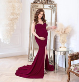 grūtnieču kleita vasaras nost no pleciem Vakara kleitas Grūtnieču kleitas fotosesijai Seksīga, gara, gara, gara halāts De Soiree