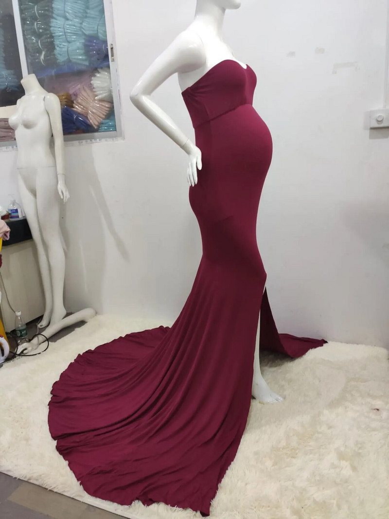 grūtnieču kleita vasaras nost no pleciem Vakara kleitas Grūtnieču kleitas fotosesijai Seksīga, gara, gara, gara halāts De Soiree