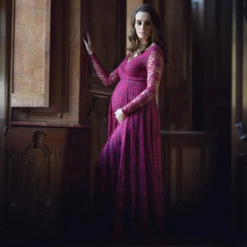 Реквизит за снимки на бременни за 2023 г. Макси дрехи за бременни Дантелена рокля за бременни Елегантна лятна рокля за бременни за снимане на снимки M-3XL