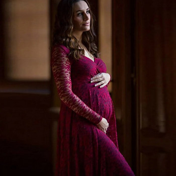Реквизит за снимки на бременни за 2023 г. Макси дрехи за бременни Дантелена рокля за бременни Елегантна лятна рокля за бременни за снимане на снимки M-3XL