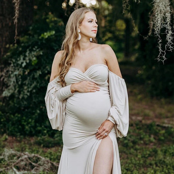 Γυναικείο φόρεμα εγκυμοσύνης για τη φωτογράφιση Καλοκαιρινό μακρύ μανίκι Ρούχα εγκυμοσύνης