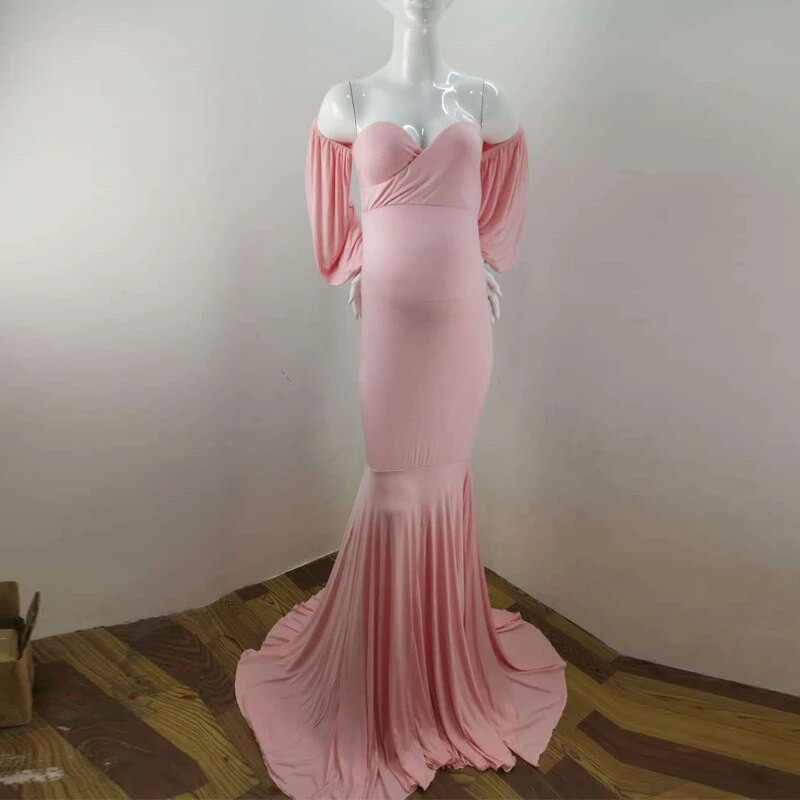 Suknelė nėščiai moteriai, skirta fotografuotis Fotosesijai Vasarinė ilgomis rankovėmis Permatoma, ilga saulėta suknelė Nėščiųjų rūbai