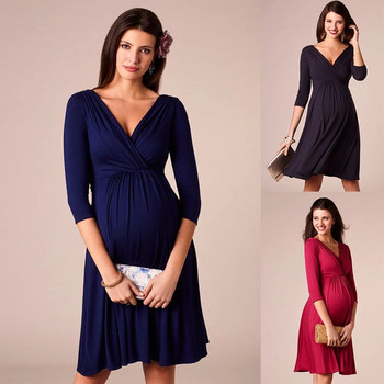 2023 Ρούχα εγκυμοσύνης Φορέματα για γυναίκες εγκυμοσύνης Σέξι φόρεμα με λαιμόκοψη V-λαιμόκοψη Έγκυος γυναικεία ρούχα νοσηλείας για φωτογράφηση