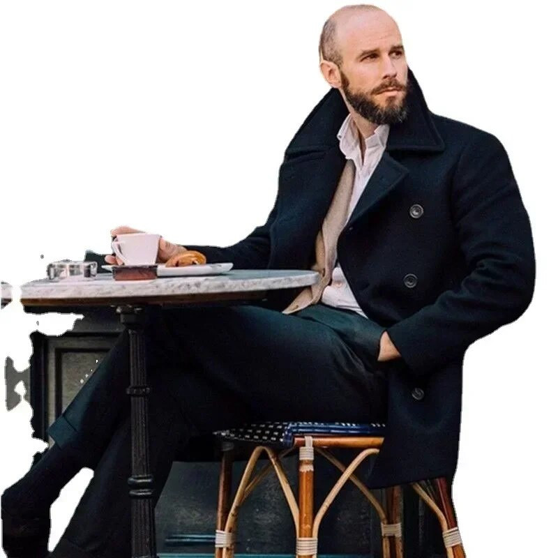 2023 Uus meeste talveülikond jakk riided Briti keskmise pikkusega Pikkade varrukatega villane mix kraavi Fliisiga keep mantel Meeste mantel 39