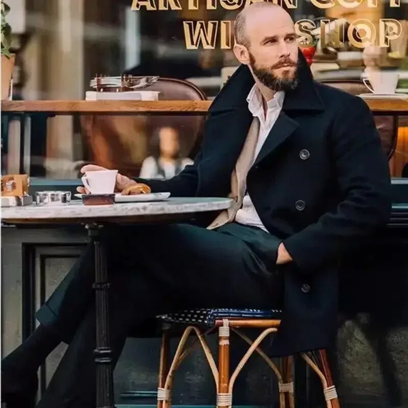 2023 Uus meeste talveülikond jakk riided Briti keskmise pikkusega Pikkade varrukatega villane mix kraavi Fliisiga keep mantel Meeste mantel 39