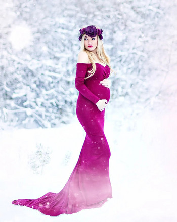 Нови рокли за бременни за фотосесия Еластичност Подпори за фотография за бременни Рокля за бременни Макси рокли Рокля Дрехи за бременни