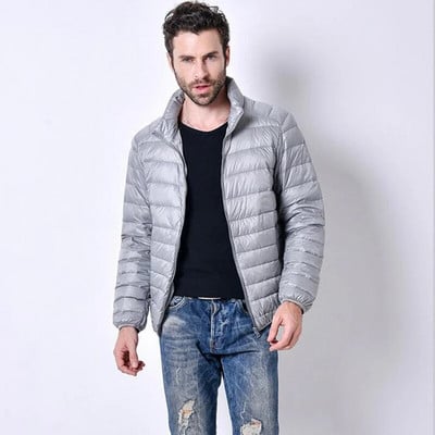 Sügisene ülikerge õhuke sulemantel Isaste hanesulgedega suur vabaaja lühike jope meeste seisva kraega sulejope hulgimüük