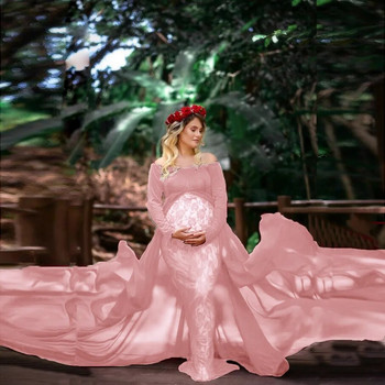 Секси вечерни рокли за бременни Рокля за бременни за фотосесия Шифон за дълги бременни жени Макси рокля Реквизит за фотография Baby Shower