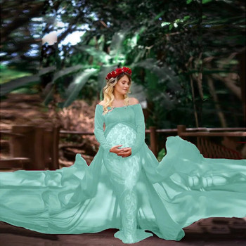 Секси вечерни рокли за бременни Рокля за бременни за фотосесия Шифон за дълги бременни жени Макси рокля Реквизит за фотография Baby Shower