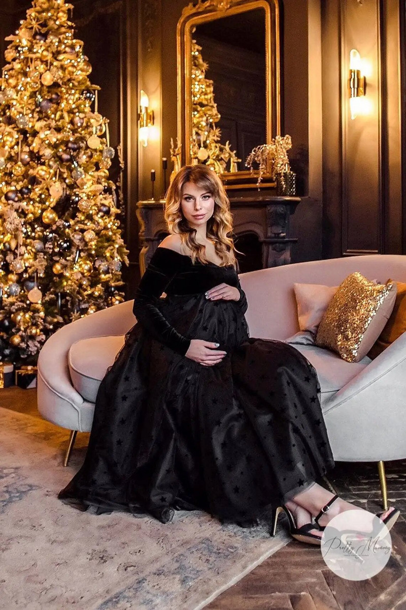 Φόρεμα εγκυμοσύνης από τούλι για λήψη φωτογραφιών εγκυμοσύνης Μακρύ χρυσό βελούδινο φόρεμα για φωτογραφία Φορέματα ντους μωρών Φορέματα εγκυμοσύνης