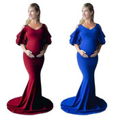 2023. gada vasaras ballīšu kleitas ar masīvu caurulīti ar volāniem piedurknēm grūtniecēm Kleita grūtniecēm, gara kleita, izlaiduma vakarkleita