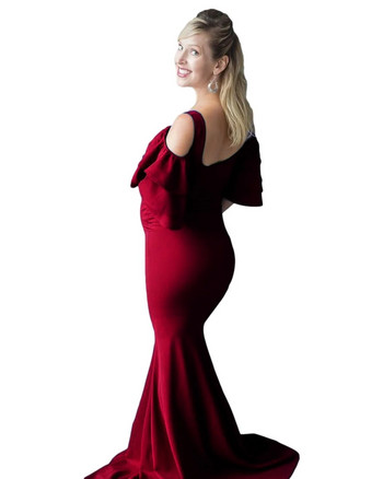 Летни парти рокли за 2023 г. Твърда горна част от тръба с волани Рокля за бременни жени Дълга рокля за бременни Абитуриентска вечерна рокля