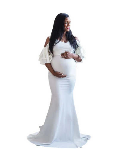 2023. gada vasaras ballīšu kleitas ar masīvu caurulīti ar volāniem piedurknēm grūtniecēm Kleita grūtniecēm, gara kleita, izlaiduma vakarkleita