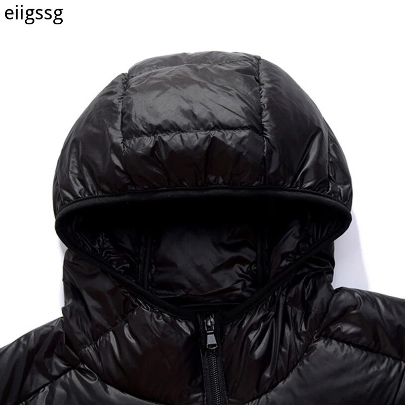 Νέο ζεστό ανδρικό ανοιχτό τζάκετ ανδρικό παλτό με κουκούλα Κοντό ελαφρύ νεανικό λεπτή εφαρμογή Μπουφάν με επένδυση Μαύρο