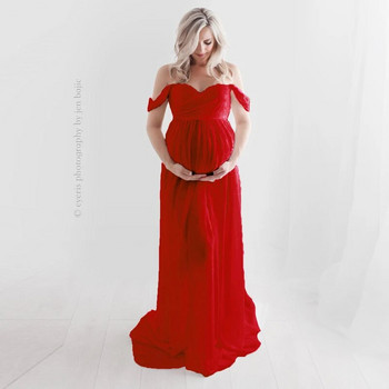 Λευκό σιφόν φόρεμα για φωτογραφία μητρότητας Sweet Heart ελαστικά φορέματα εγκυμοσύνης για στολή φωτογραφιών