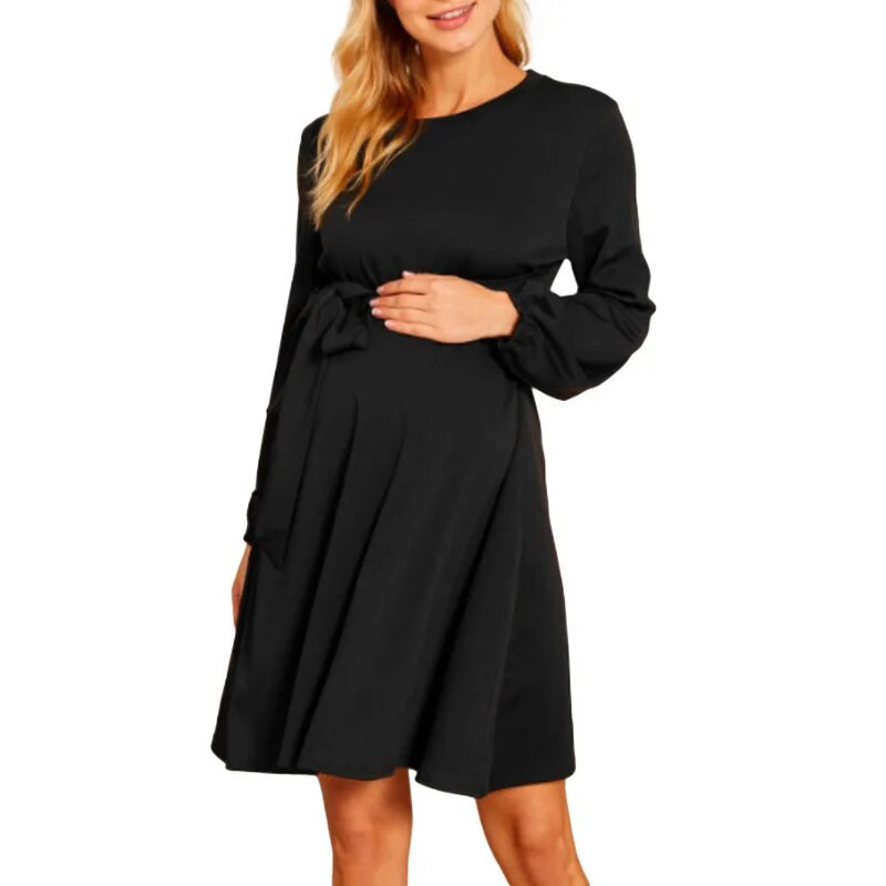 Sievietēm Grūtniecība Melna Pelēka Grūtnieču kleita Ikdienišķa Barošanas Drēbes Ropa De Maternidad Liela izmēra S-XL