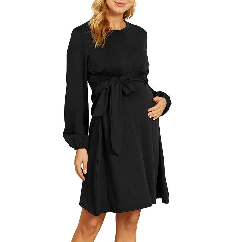 Sievietēm Grūtniecība Melna Pelēka Grūtnieču kleita Ikdienišķa Barošanas Drēbes Ropa De Maternidad Liela izmēra S-XL