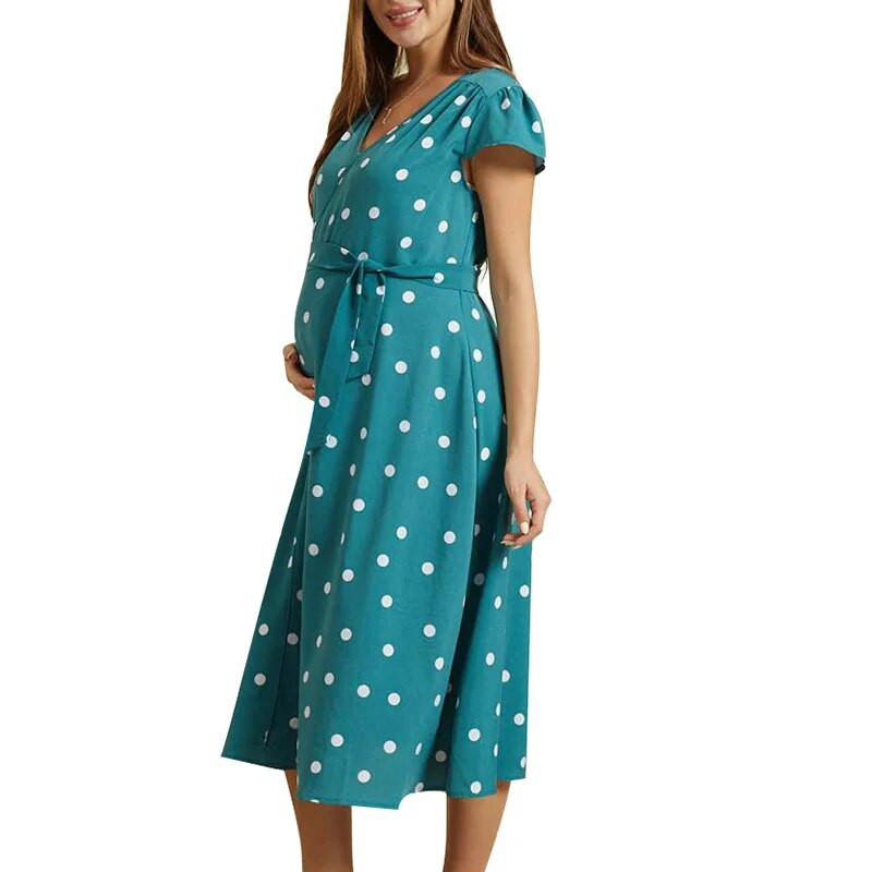 Rasedate kleit Suvine puuvillane Camis kleidid naistele Täpitrükiga rannas pikk seelik Moodne Elegantne riietus rasedatele