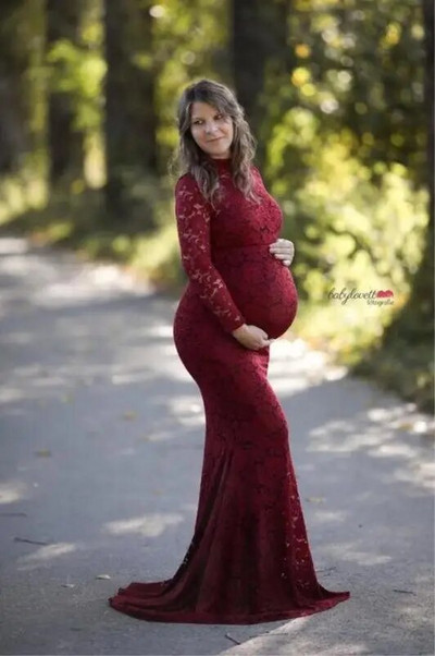 Raseduskleit Rasedate fotograafia rekvisiidid Valge pits Seksikas Maxi Kleit Elegantne Raseduse Fotosessioon Naiste Raseduse Pitskleit