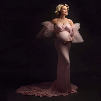 Μακρυφόρο φόρεμα με μακρύ φόρεμα μητρότητας, αμάνικο φόρεμα γοργόνας κοκαλιάρικο φωτογράφιση εγκυμοσύνης, μάξι φόρεμα