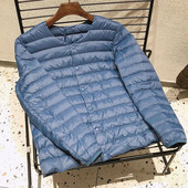 Vīriešu siltā dūnu jaka ar oderi 2023. gada jauna rudens un ziemas 90% balto pīļu dūnu viegla salokāma jaka vīriešiem no O veida līdz V veida kakla izgriezumam