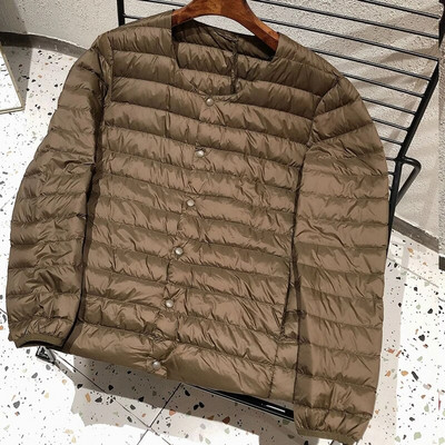 Vīriešu siltā dūnu jaka ar oderi 2023. gada jauna rudens un ziemas 90% balto pīļu dūnu viegla salokāma jaka vīriešiem no O veida līdz V veida kakla izgriezumam