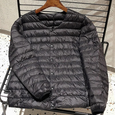 Vīriešu siltā dūnu jaka ar oderi 2023. gada jauna rudens un ziemas 90% balto pīļu dūnu viegla salokāma jaka vīriešiem no O veida līdz V veida kakla izgriezumam