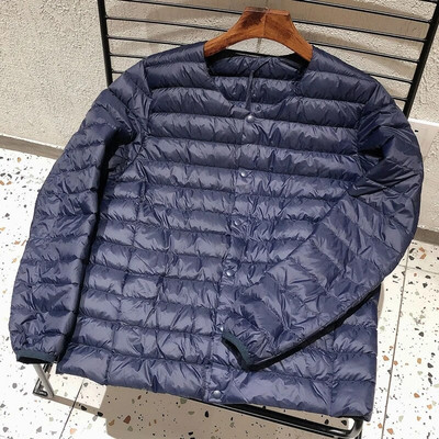 Vīriešu siltā dūnu jaka ar oderi 2023. gada jauna rudens un ziemas 90% balto pīļu dūnu viegla salokāma jaka vīriešiem no O veida līdz V veida kakla izgriezumam