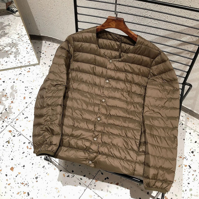 Vīriešu siltā dūnu jaka ar oderi 2023. gada jauna rudens un ziemas 90% balto pīļu dūnu viegla salokāma jaka vīriešiem no O veida līdz V veida kakla izgriezumam